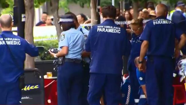 Paramedics and police at the scene. Picture: 9NEWS