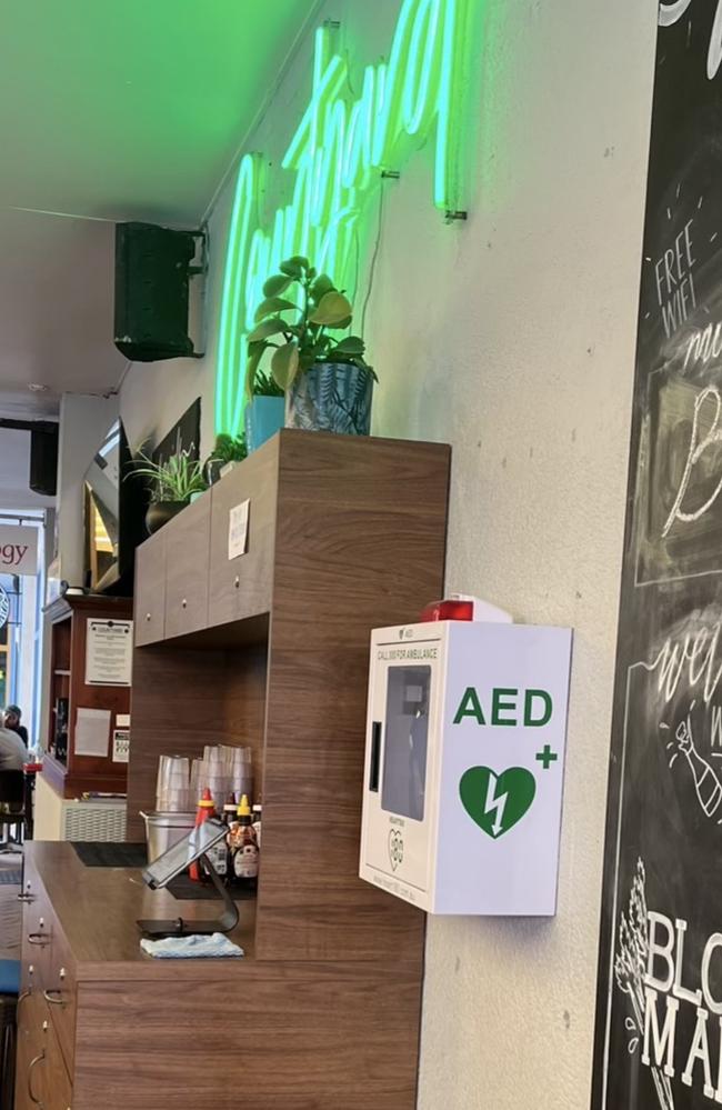 The defibrillator was stolen from the Coogee Courtyard last week. It’s yet to be returned. Picture: Supplied