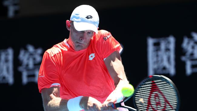 Kevin Anderson advanced in four sets against Adrian Mannarino. (Photo by Cameron Spencer/Getty Images)