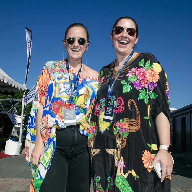 Britt Kearns and Samantha Hobbelen at the Sanctuary Cove Boat Show. Picture: Glenn Campbell