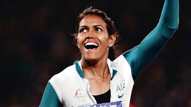 Cathy Freeman celebrates winning the women's 400m at the 2000 Sydney Olympics. Picture: Pat Scala