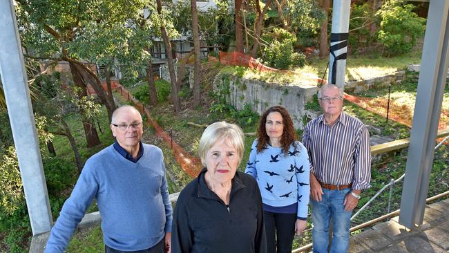 Stephen McGlynn, Phillipa Clark, Diella Bolzano-Volpato and Kim Haven in front of the contaminated site. Picture: Troy Snook