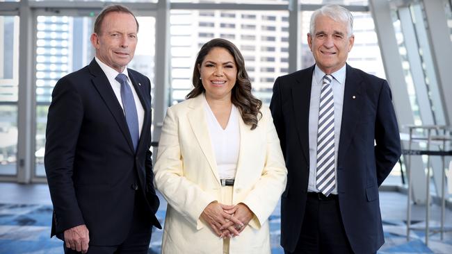 Tony Abbott, Jacinta Nampijinpa Price and John Anderson. Picture: Chris Pavlich