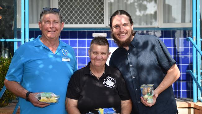 Micah Lean (right) of Encircle Redcliffe at the Breakfast Club of Redcliffe with Mark Millard and Helen Bambling.