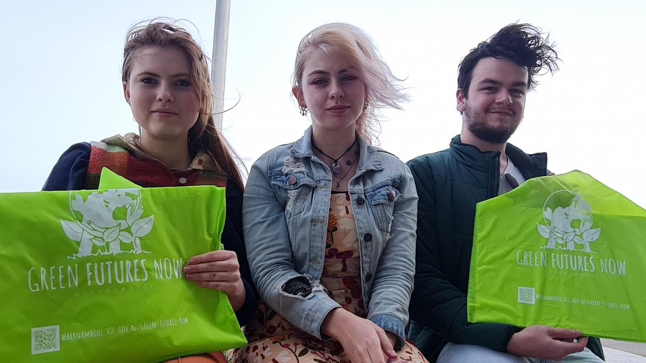 Tully Farrington, Maiya Steele and Joe Johnstone from Warrnambool College are members of the Green Futures Now leadership program.