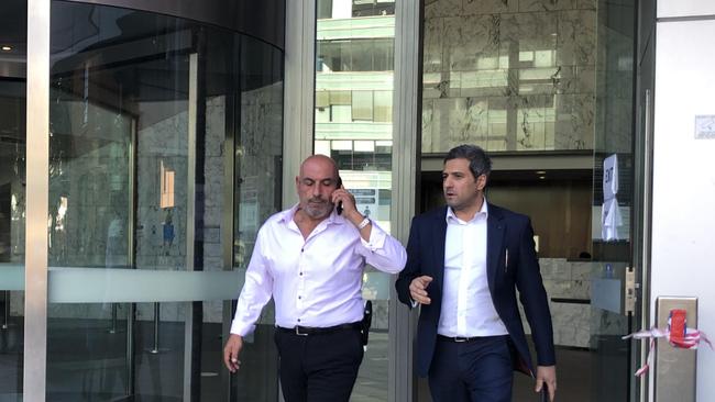 ‘It’s a sad, sad story’: Bakhos Khodeir’s relatives Tony Khamis and Charbil Khoudair leave Parramatta District Court in May.