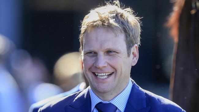 SYDNEY, AUSTRALIA - JULY 30: Trainer Bjorn Baker smiles after winning race 5 the Nswroa Trophy during Sydney Racing at Rosehill Gardens on July 30, 2022 in Sydney, Australia. (Photo by Mark Evans/Getty Images)