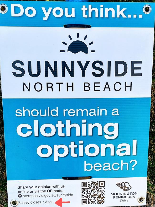 Mornington Peninsula Shire sign about the Sunnyside North Beach survey. Picture: supplied