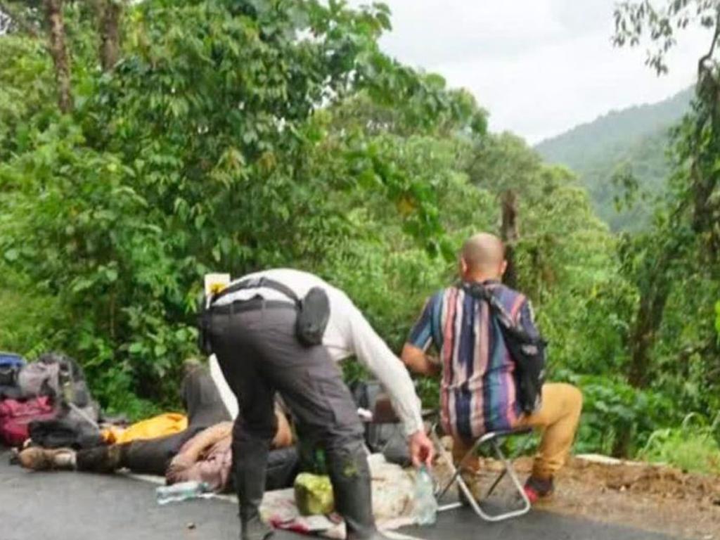The survivors had to climb up the cliff and wait on the roadside for rescue. Picture: Supplied / Channel 9