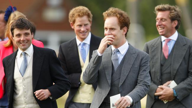 Tom Inskip (third from left) is a long-time friend of Prince Harry. Picture: Getty Images