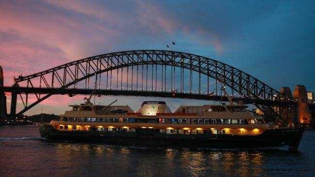 Manly Ferry at Circular Quay on Monday. Picture: Justin Lloyd