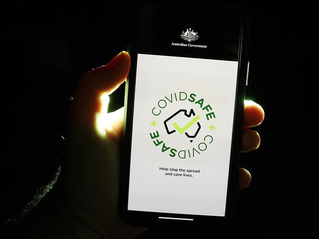 An iPhone device displays the CovidSafe app released by the Australian government on Tuesday, April 29, 2019. The app traces every person running the app who has been in contact with other app users who has tested positive for coronavirus in the previous few weeks. The automation of coronavirus contact tracing seeks to allow the easing of restrictions in Australia. (AAP Image/Dave Hunt) NO ARCHIVING