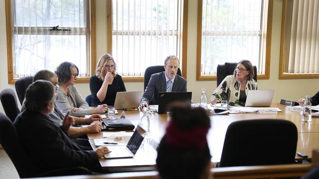 Tasman Mayor Roseanne Heyward, right, during the Tasman Council meeting at Nubeena. Picture: SAM ROSEWARNE.