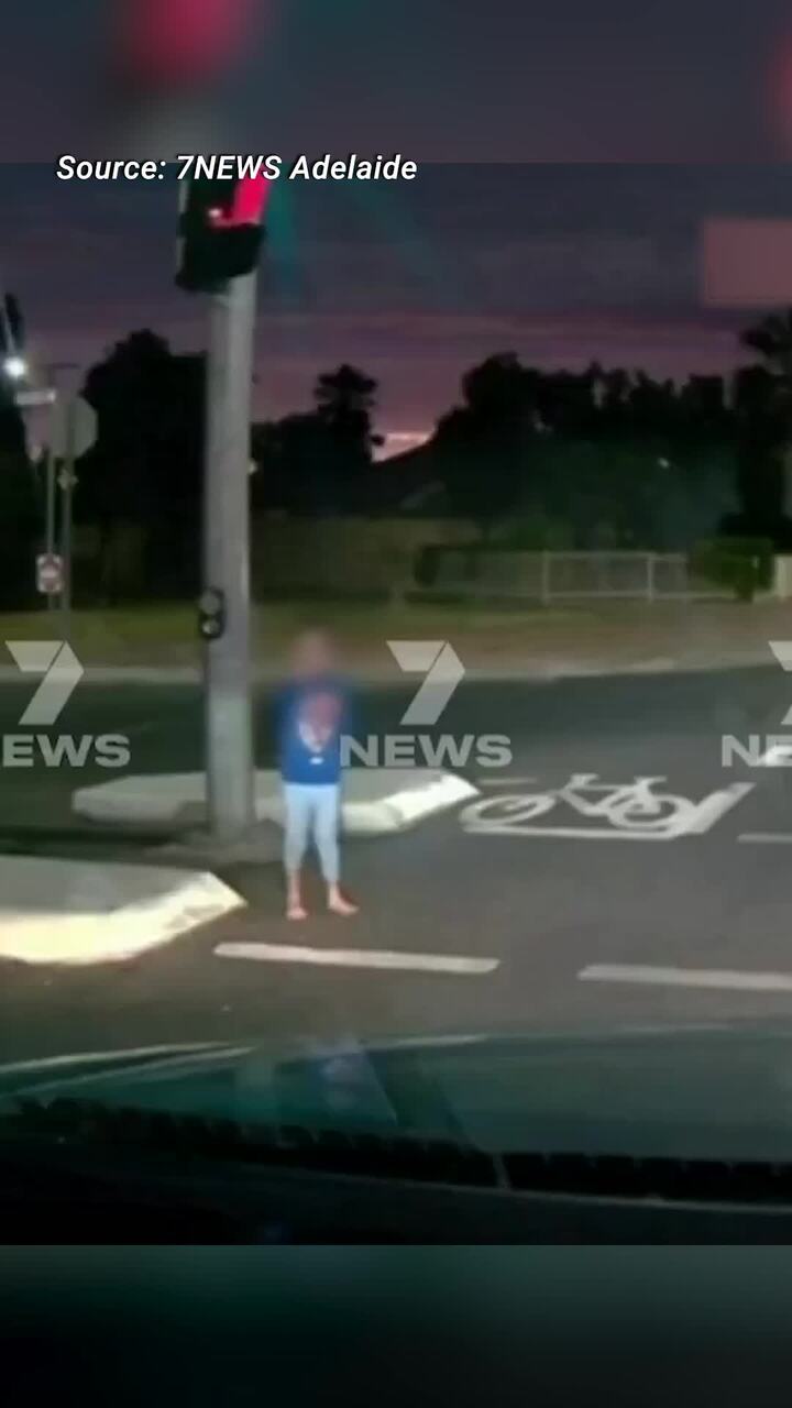 Young boy wanders onto busy road (7NEWS)