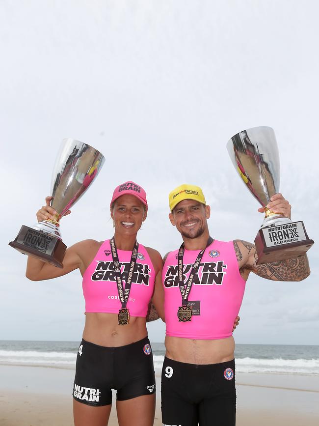 Queenslanders Courtney Hancock and Caine Eckstein have delivered stunning victories in front of a packed Mooloolaba Beach for the inaugural Nutri-Grain Iron X contest.