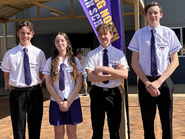 Bundaberg North State High School Captains for 2024. From left Elliott Russell, Sophie Withington, Arie Cartner, Byron Roy.