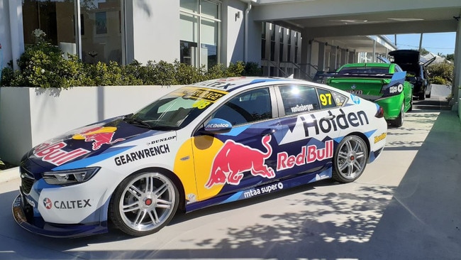 The V8 Holden Commodore standing vigil over Steven Kyle Fyfe's funeral last Tuesday. Picture: Supplied