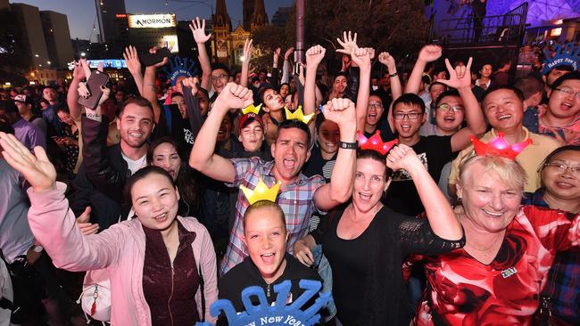New Year celebrations at Federation square Melbourne. Picture: Rob Leeson.