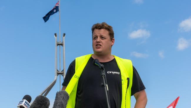 CFMEU national secretary Zach Smith says the Boggo Rd site has a history of safety concerns. Picture: NCA NewsWire / Gary Ramage