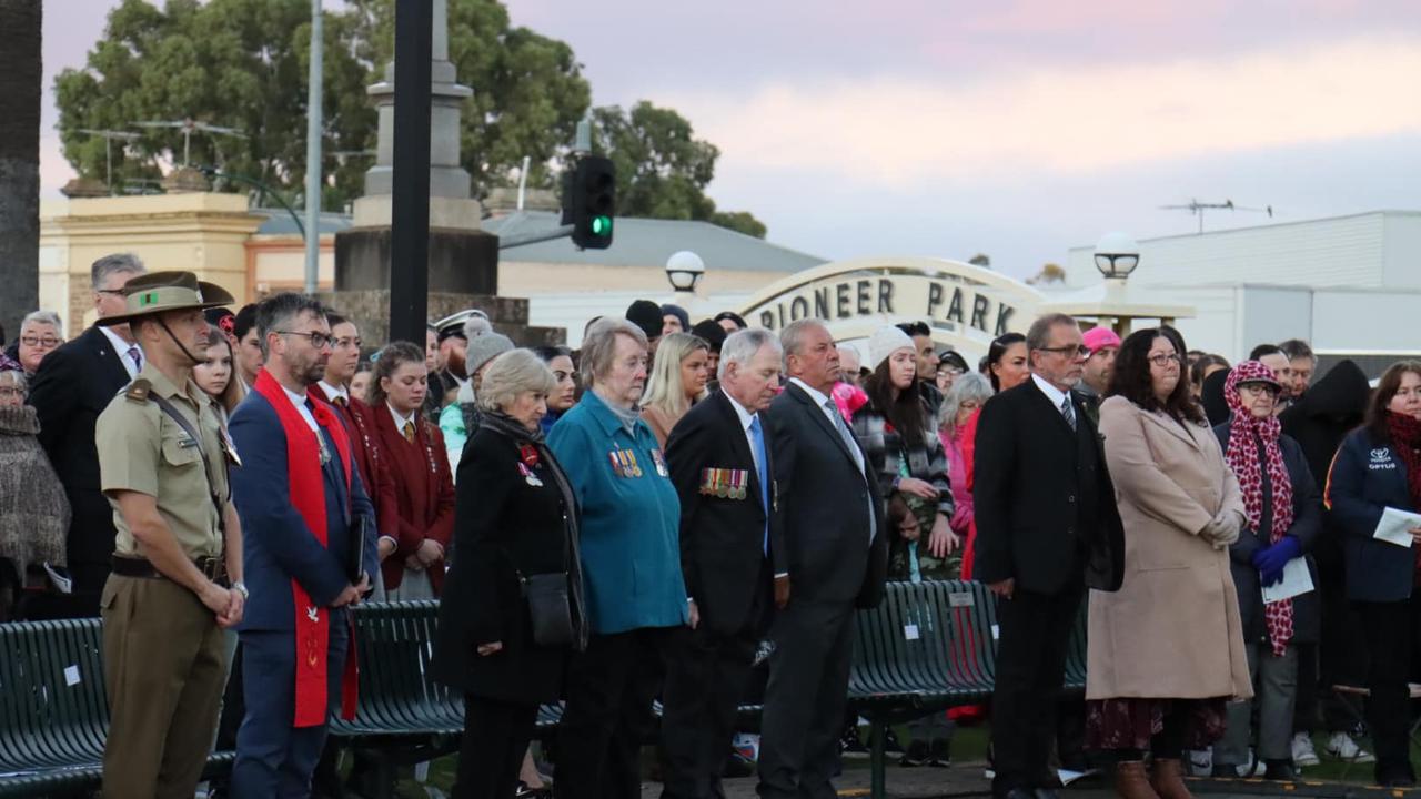 Thousands braved the cold in Gawler for Thursday morning’s dawn service. Picture: Town of Gawler