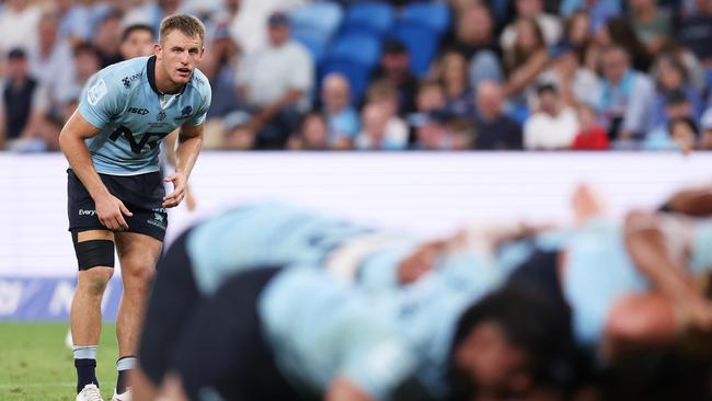 Joey Walton of the Waratahs waits for the ball last weekend’s win over the Western Force. Picture: Matt King/Getty Images