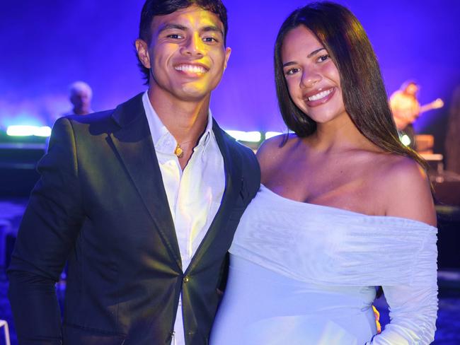 Keano Kini and Faith Tavita at the Gold Coast Titans 2025 Season Launch at The Star Gold Coast for Gold Coast at Large. Picture, Portia Large.