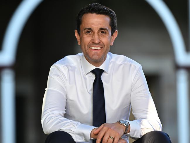 23/10/2024: LNP leader and potential new QLD Premier, David Crisafulli,  ahead of the vote to decide the election, at the State Parliament building on the Speakers Green, Brisbane. pic: Lyndon Mechielsen/Courier Mail