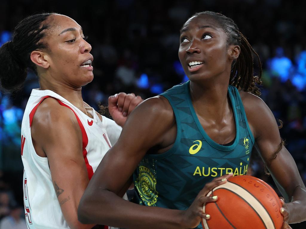 Ezi Magbegor in action at the Bercy Arena. Picture: Adam Head