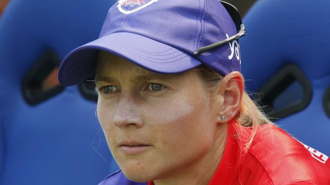 MUMBAI, INDIA - MARCH 05: Meg Lanning of Delhi Capitals looks on during the WPL 2023 match between Royal Challengers Bangalore and Delhi Capitals at Brabourne Stadium on March 5, 2023 in Mumbai, India. (Photo by Pankaj Nangia/Getty Images)