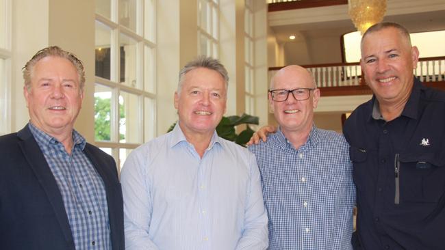 Australian Tourism Export Council ceo, Peter Shelley, Member for Cairns Michael Healy, Australian Tourism Export Council's Dave Atherton and Exceptional Kangaroo Island MD Craig Wickham looked forward the My Queensland TNQ Tourism Conference 2022 at the Pullman Cairns International Picture: Alison Paterson