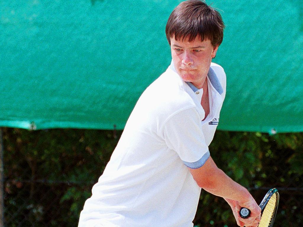 Troy Delmege playing tennis circa 2000. Picture: Virginia Young