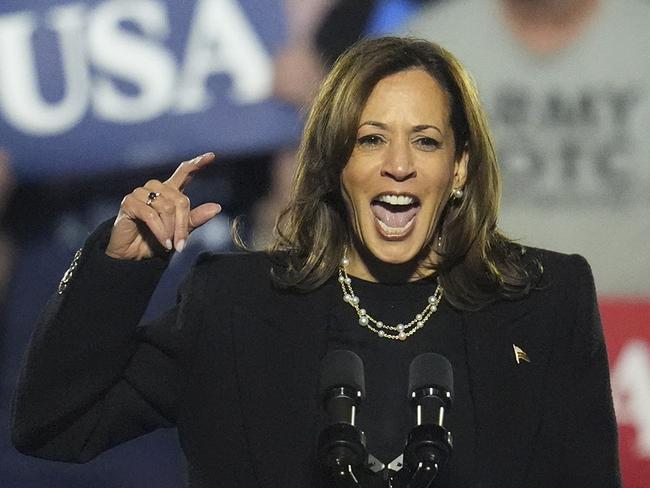 Vanquished Kamala Harris speaks during a campaign rally at Carrie Blast Furnaces in Pittsburgh, Monday, November. 4, 2024. Picture: Gene Puskar