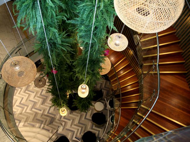The Hanging Gardens of Babylon staircase at the Flynn Hotel in Cairns Picture: Anna Rogers