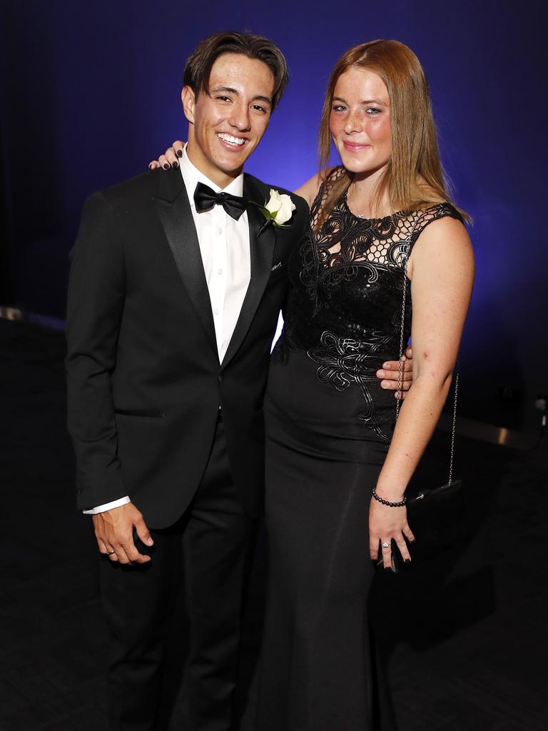 Tehi Nicholson and Courtney Page pictured at the 2021 Nudgee College year 12 formal, Royal International Convention Centre Brisbane 19th of September 2021. (Image/Josh Woning)