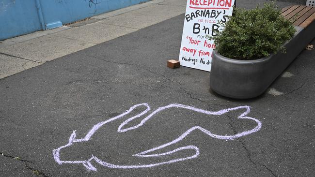 A local later trolled the former deputy PM with a chalk outline of the spot. Picture: Martin Ollman/NCA NewsWire