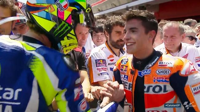 MotoGP: Valentino Rossi and Marc Marquez appear to end their bitter ...