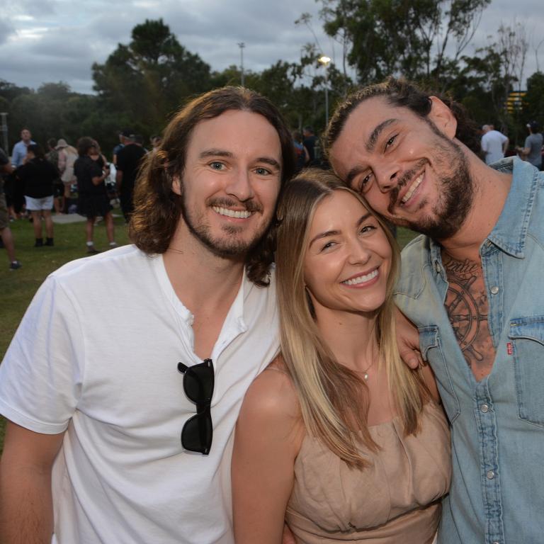 Jake Johnson, Connie Hill and Ben Chavez at Under The Southern Stars concert at Sharks, Parkwood. Pic: Regina King