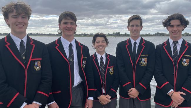 Ballarat Clarendon College's boys' first crew. Picture: Shane Jones