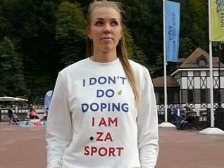 Russian athlete wears anti-doping jumper