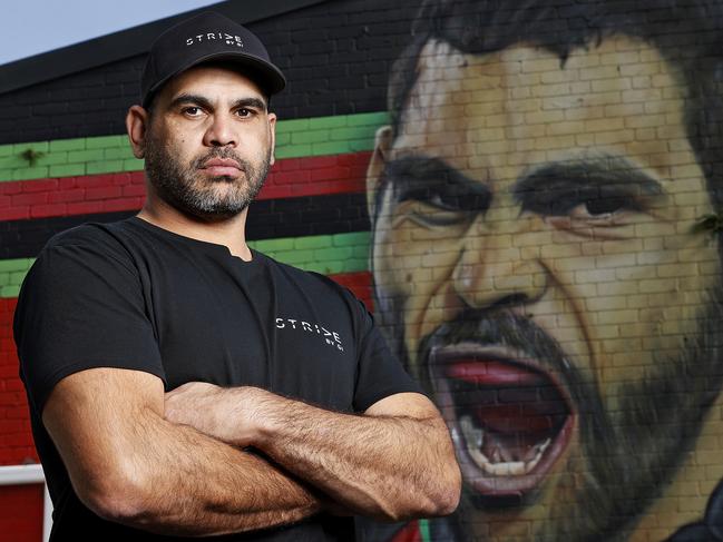 DAILY TELEGRAPH. MAY 10TH, 2022.Embargoed for the Weekend papers. until Sunday 22 May 2022Pictured at his mural in Redfern today is Greg Inglis for for Indigenous Sport Month. Picture: Tim Hunter.