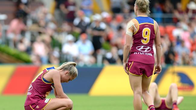 The Lions were forced to host the AFLW grand final at Metricon Stadium in 2017, losing to Adelaide. Picture: Bradley Kanaris