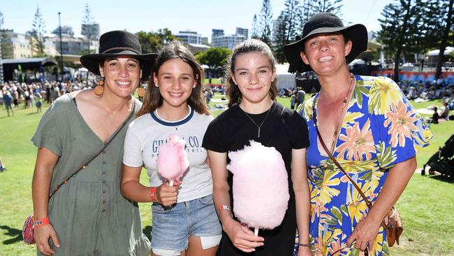 Nicole Henson, Ava, Stacey Cooper and Miah Cooper at Caloundra Music Festival. Picture: Patrick Woods.