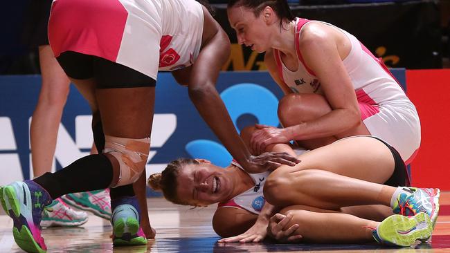 Cody Lange goes down injured against the Vixens.