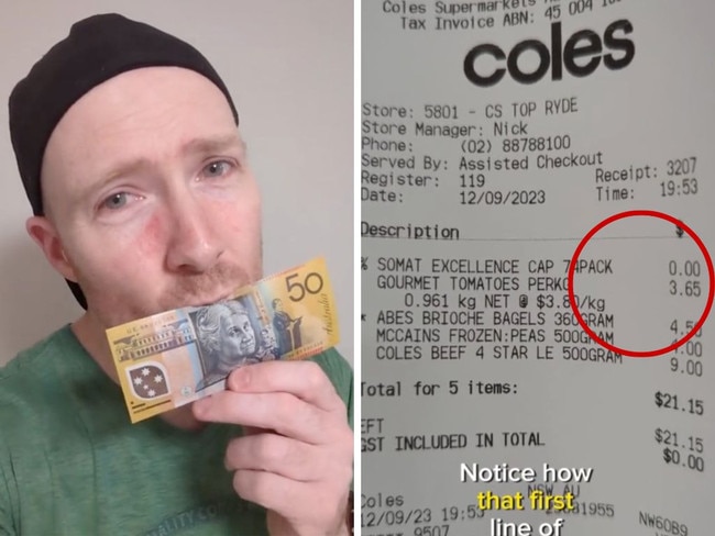 Coles shopper's hack to score a $50 refund. Picture: sydneytamrin/TikTok