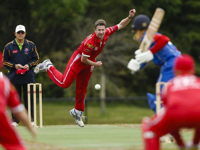 Nathan Rice sends one down for Baden Powell against Flinders in MPCA Provincial last season.