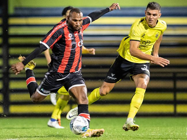 Tommy Semmy scores the winner for Altona Magic. Picture: MP Images