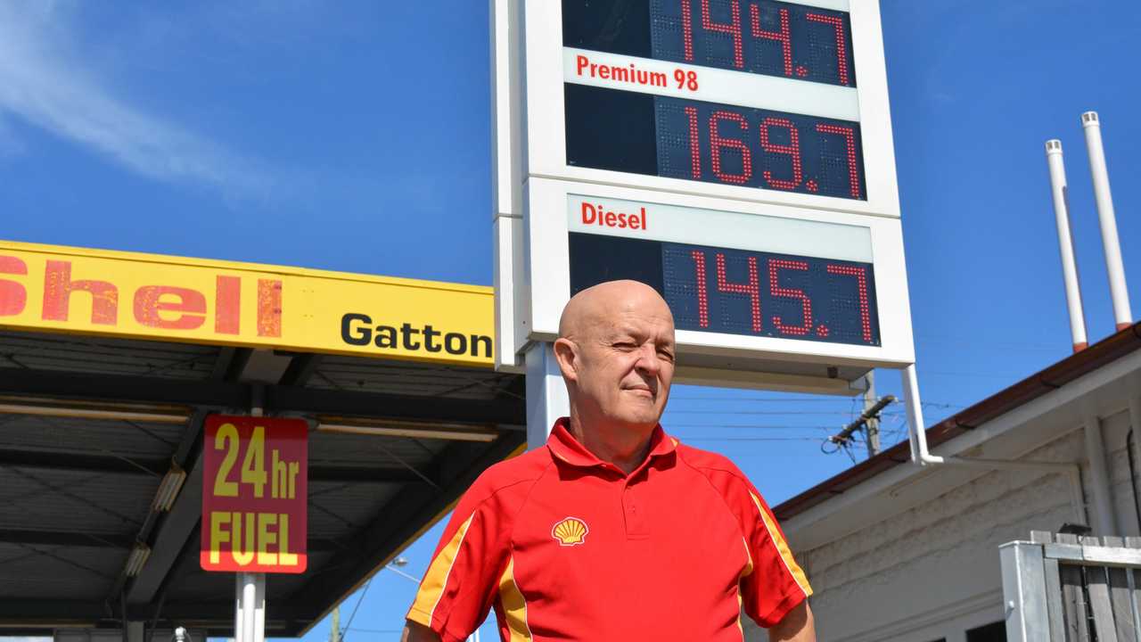 SCEPTICAL: Gatton Petroleum owner Peter O'Brien is waiting until the two-year trial of real-time petrol price monitoring comes into effect before making judgement. Picture: Lachlan McIvor