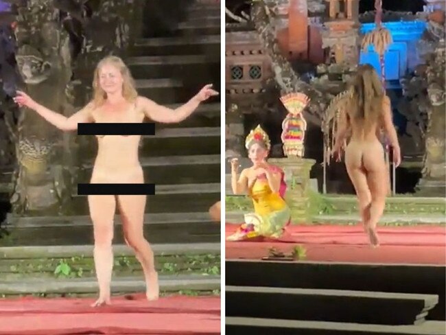 German tourist causes uproar in Bali after disrupting Balinese dance performance while completely naked.