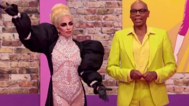 Across its ten seasons, RuPaul’s Drag Race has played host to a litany of celebrity guests — including Lady Gaga (left), who guest judges on Sasha Velour’s season. Picture: RuPaul Drag Race