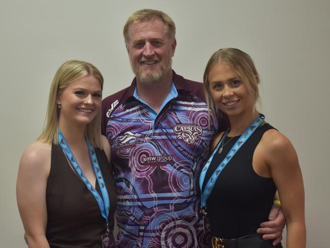 Phoebe, Anthony and Chloe Tanzer at the CQ Capras game against the Ipswich Jets in Round 12 of the Hostplus Cup at Rugby Park, Rockhampton, on June 1, 2024.
